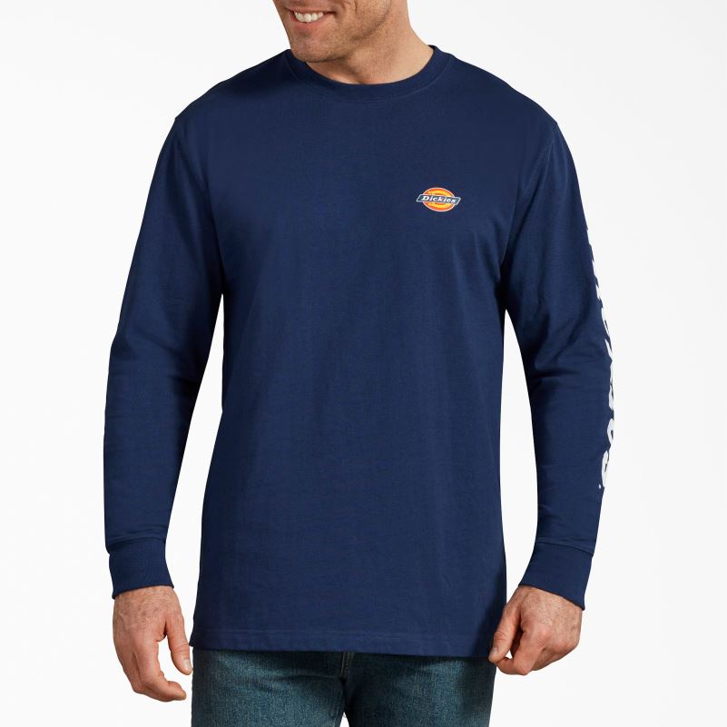 grafička majica dugih rukava muškarci Dickies tamno plava (el) 6BPL6766 odjeća
