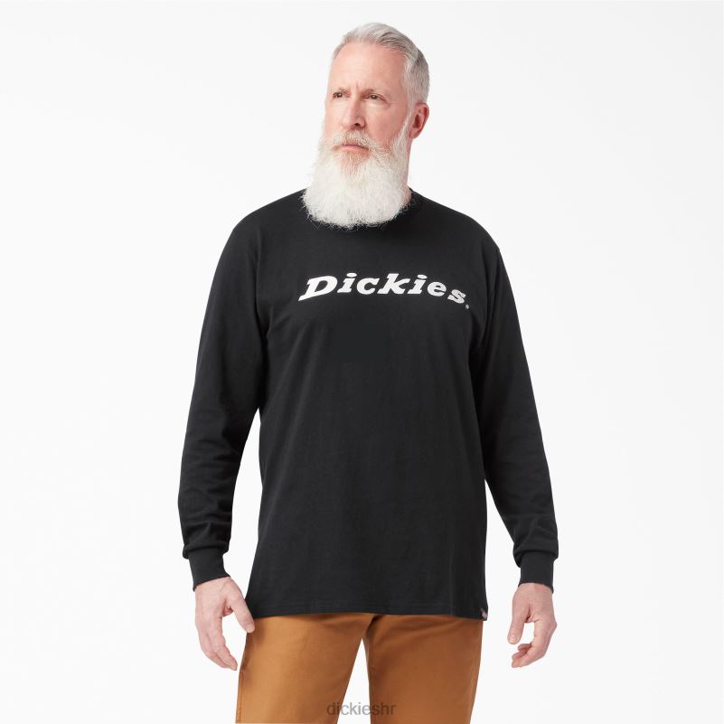 grafička majica dugih rukava uobičajenog kroja muškarci Dickies crna (abk) 6BPL6947 odjeća