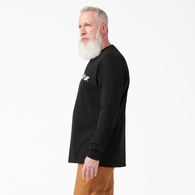 grafička majica dugih rukava uobičajenog kroja muškarci Dickies crna (abk) 6BPL6947 odjeća
