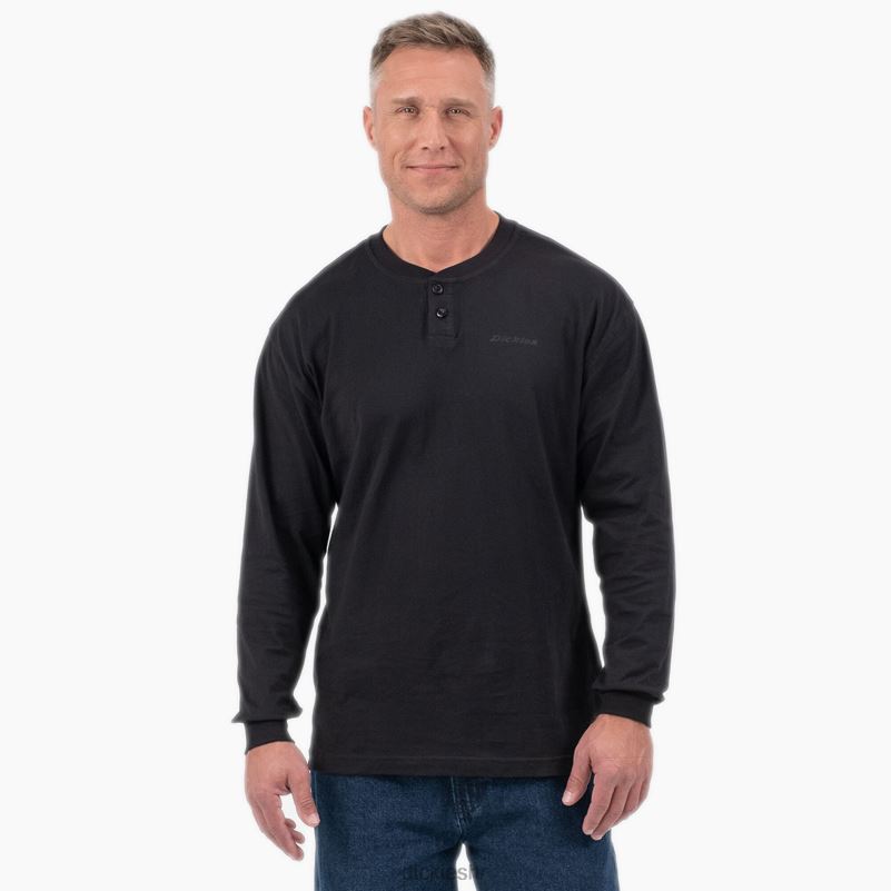 henley majica dugih rukava muškarci Dickies crna (kbk) 6BPL6808 odjeća