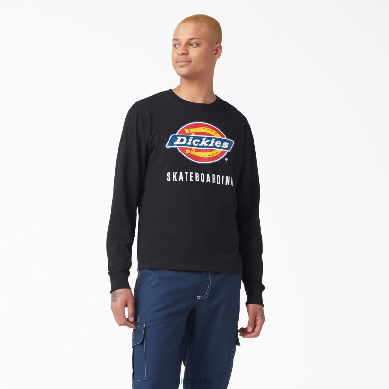majica dugih rukava s grafičkim logotipom skateboardinga muškarci Dickies crna (kbk) 6BPL6884 odjeća