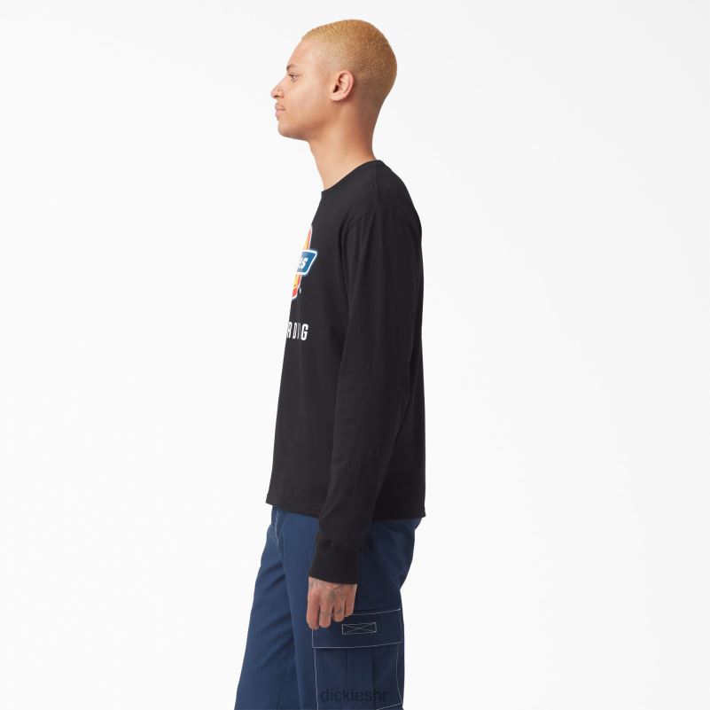 majica dugih rukava s grafičkim logotipom skateboardinga muškarci Dickies crna (kbk) 6BPL6884 odjeća