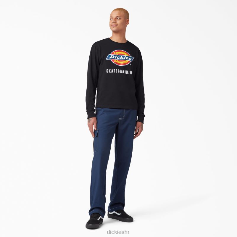 majica dugih rukava s grafičkim logotipom skateboardinga muškarci Dickies crna (kbk) 6BPL6884 odjeća