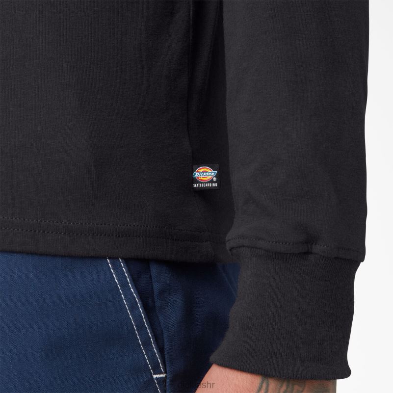 majica dugih rukava s grafičkim logotipom skateboardinga muškarci Dickies crna (kbk) 6BPL6884 odjeća