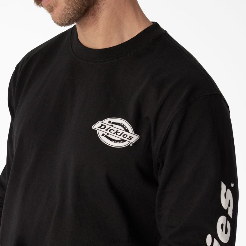 majica s logom teške kategorije dugih rukava muškarci Dickies crna (kbk) 6BPL6870 odjeća