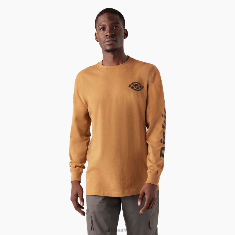 majica s logom teške kategorije dugih rukava muškarci Dickies smeđa patka (bd) 6BPL6868 odjeća
