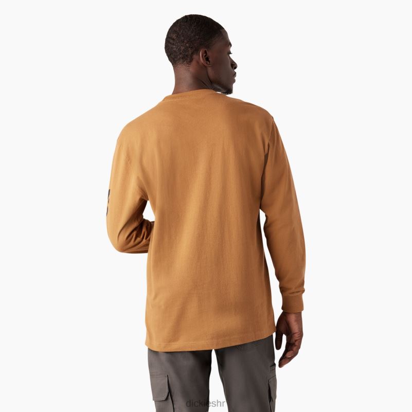 majica s logom teške kategorije dugih rukava muškarci Dickies smeđa patka (bd) 6BPL6868 odjeća
