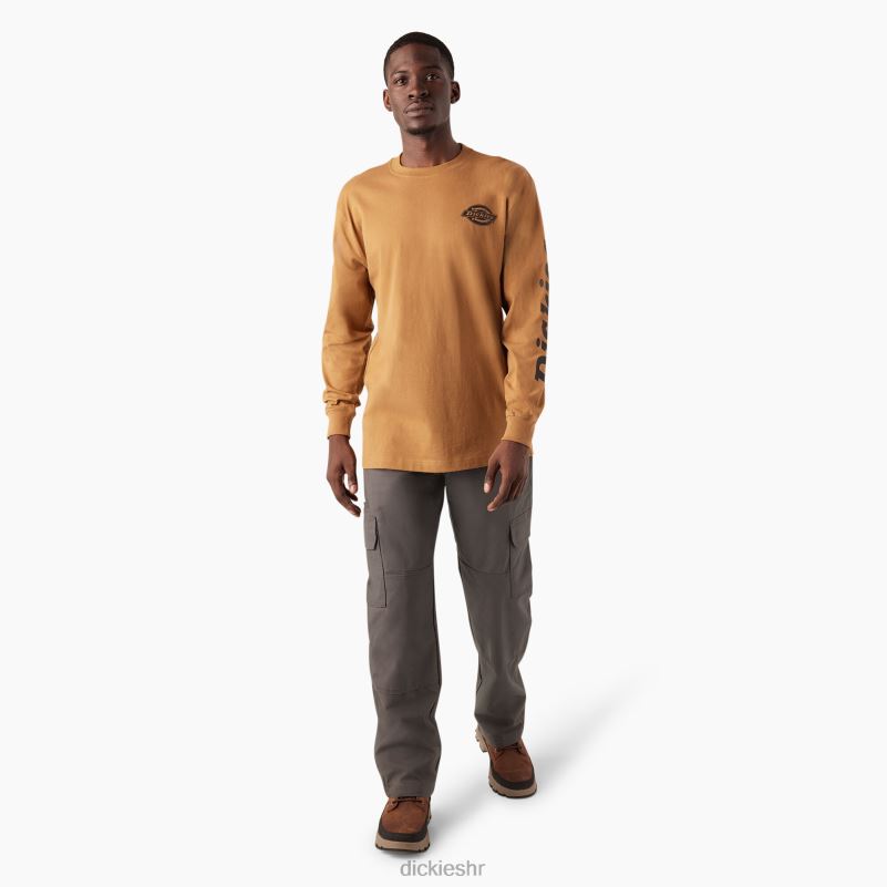 majica s logom teške kategorije dugih rukava muškarci Dickies smeđa patka (bd) 6BPL6868 odjeća