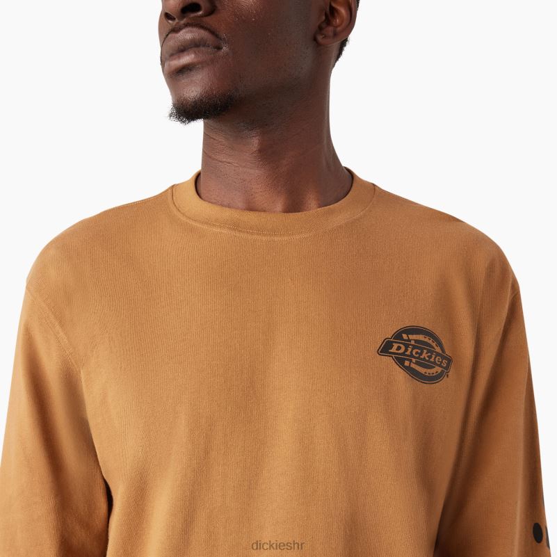 majica s logom teške kategorije dugih rukava muškarci Dickies smeđa patka (bd) 6BPL6868 odjeća