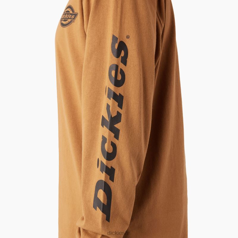 majica s logom teške kategorije dugih rukava muškarci Dickies smeđa patka (bd) 6BPL6868 odjeća