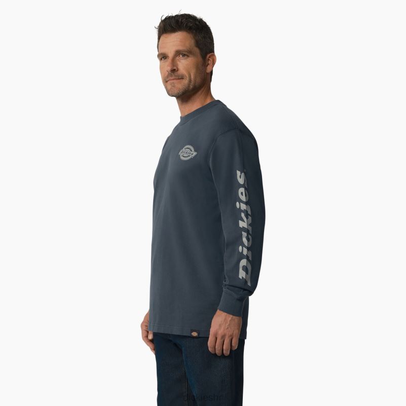 majica s logom teške kategorije dugih rukava muškarci Dickies zračno plava (af) 6BPL6867 odjeća