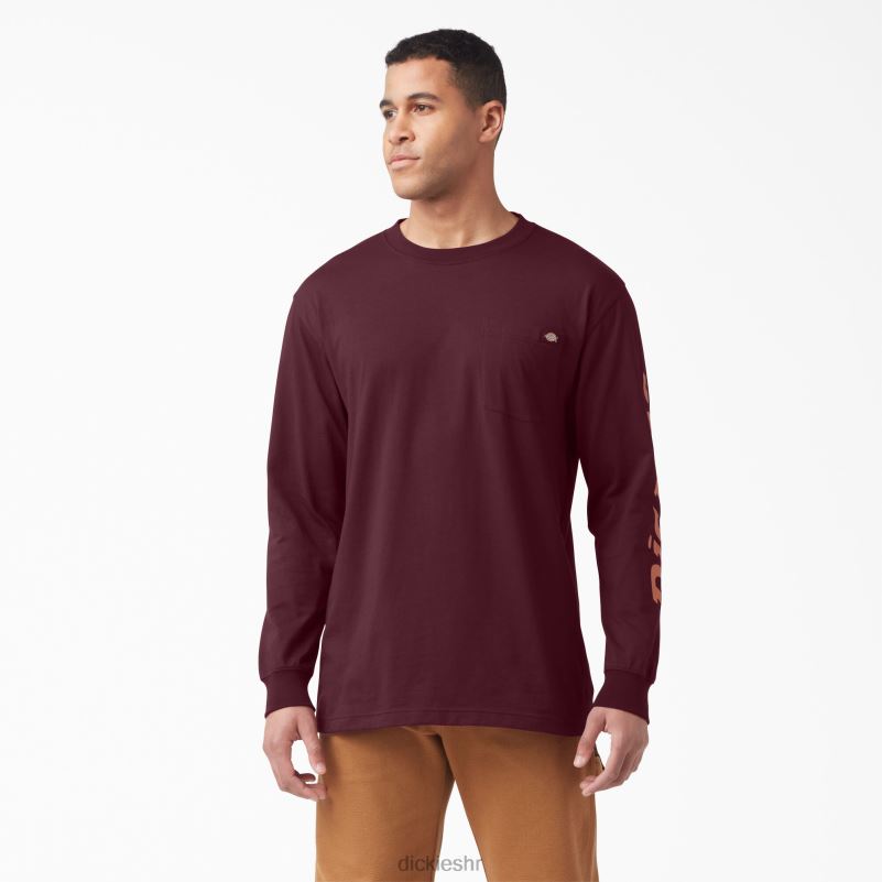 majica s logotipom dugih rukava muškarci Dickies bordo (od) 6BPL6889 odjeća
