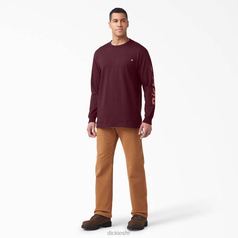 majica s logotipom dugih rukava muškarci Dickies bordo (od) 6BPL6889 odjeća