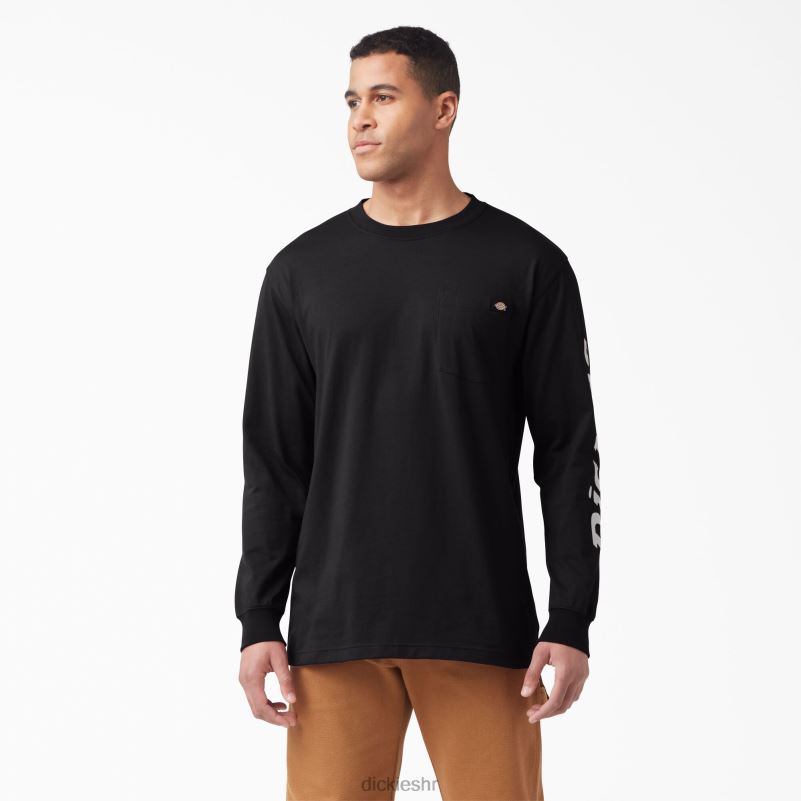 majica s logotipom dugih rukava muškarci Dickies crna (kbk) 6BPL6892 odjeća