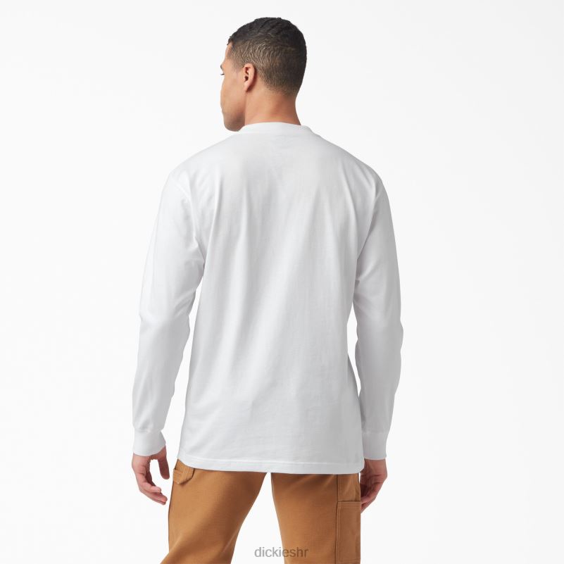 majica s trobojnim logotipom dugih rukava muškarci Dickies bijelo (wh) 6BPL6830 odjeća