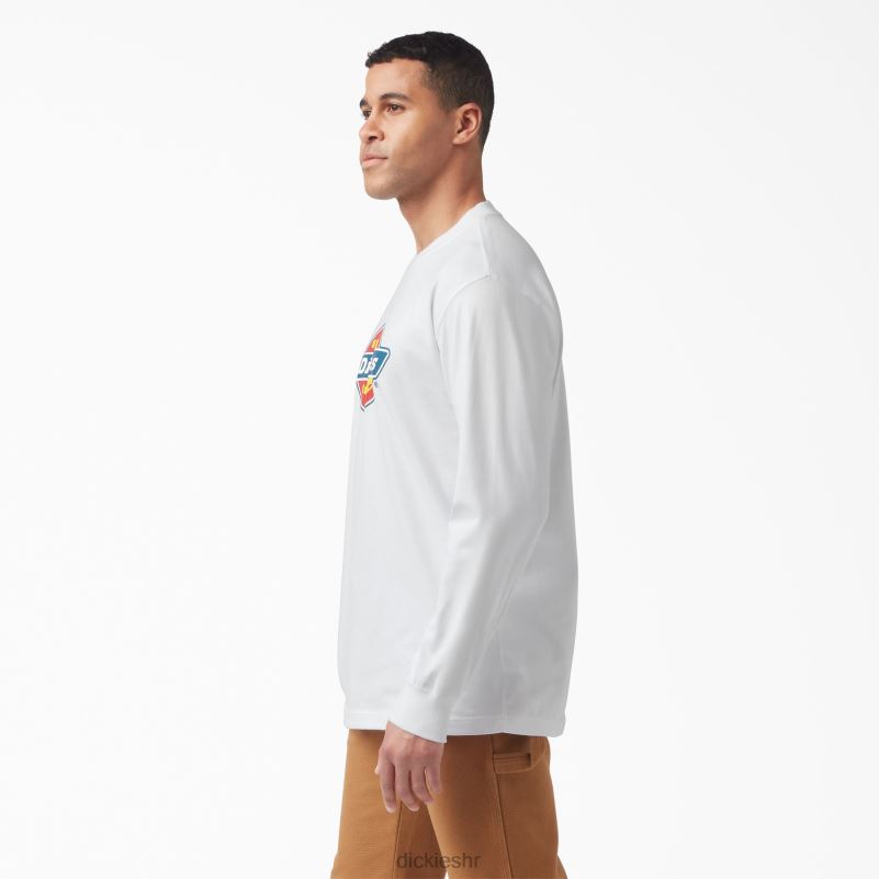 majica s trobojnim logotipom dugih rukava muškarci Dickies bijelo (wh) 6BPL6830 odjeća