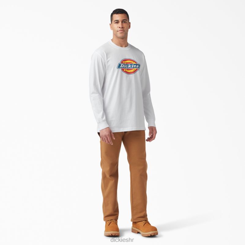 majica s trobojnim logotipom dugih rukava muškarci Dickies bijelo (wh) 6BPL6830 odjeća