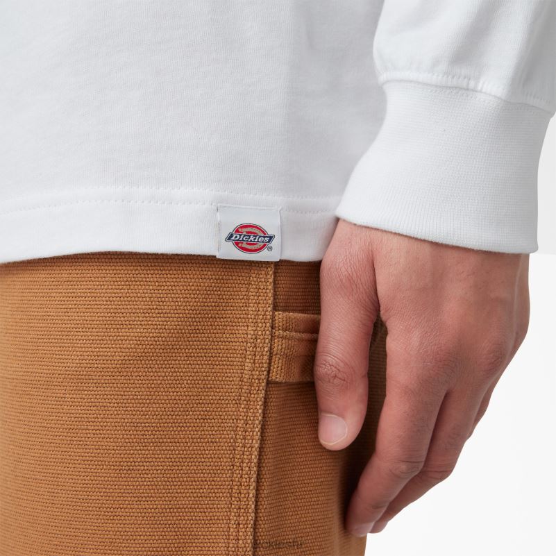 majica s trobojnim logotipom dugih rukava muškarci Dickies bijelo (wh) 6BPL6830 odjeća