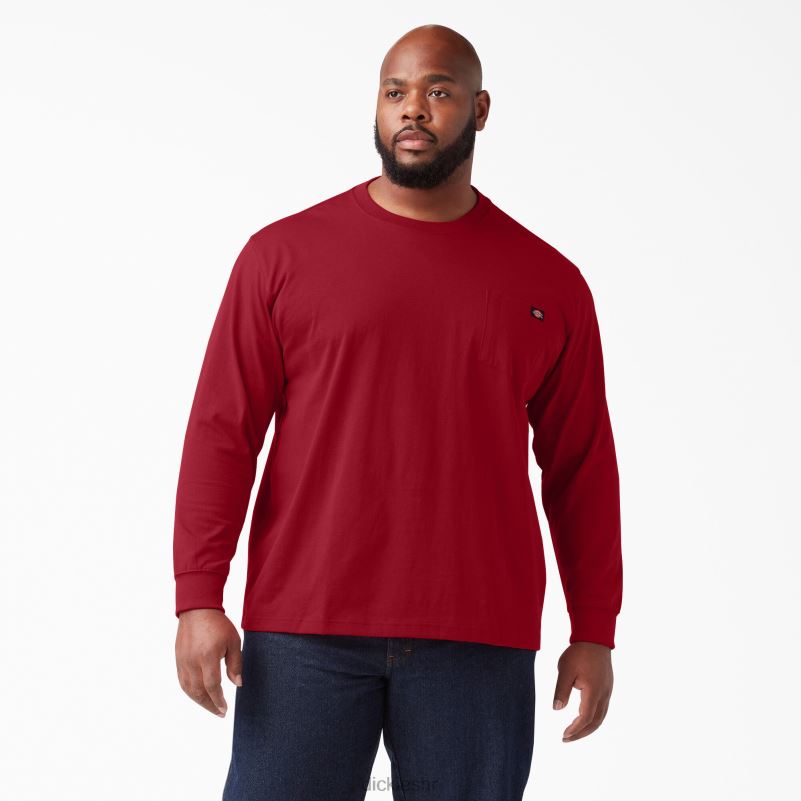 teškaška majica dugih rukava muškarci Dickies engleski crveni (er) 6BPL6608 odjeća