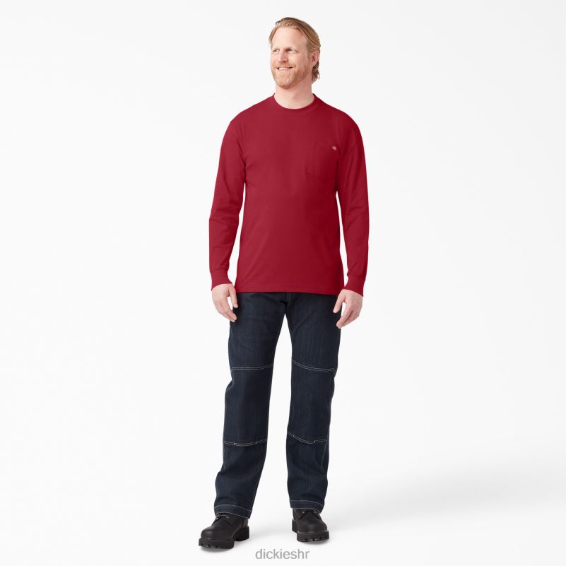 teškaška majica dugih rukava muškarci Dickies engleski crveni (er) 6BPL6608 odjeća