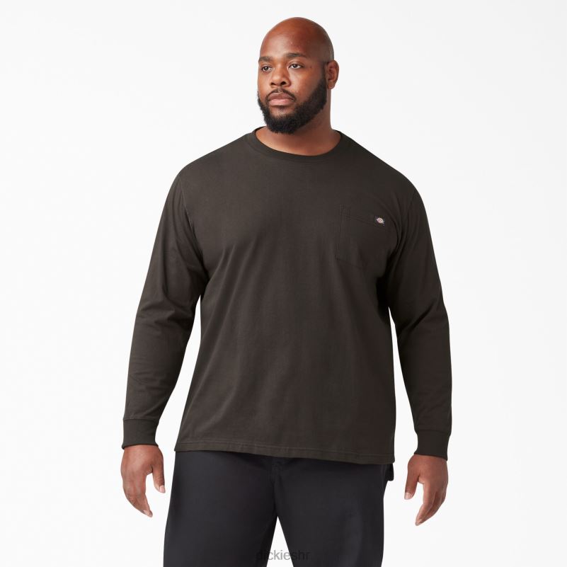 teškaška majica dugih rukava muškarci Dickies čokoladno smeđa (cb) 6BPL6603 odjeća