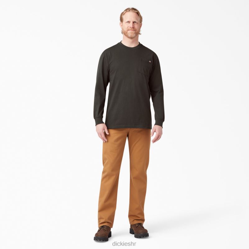 teškaška majica dugih rukava muškarci Dickies čokoladno smeđa (cb) 6BPL6603 odjeća