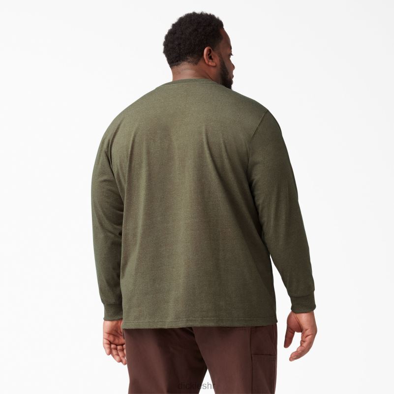 vrijeskasta majica dugih rukava teške kategorije muškarci Dickies vojnički zeleni vrijesak (mld) 6BPL6719 odjeća