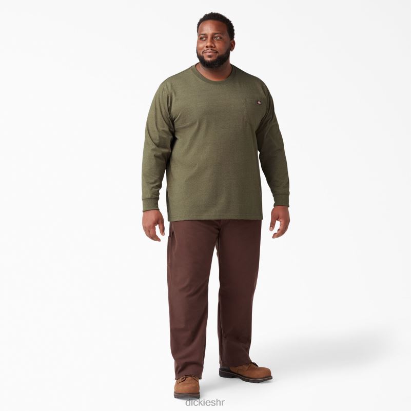 vrijeskasta majica dugih rukava teške kategorije muškarci Dickies vojnički zeleni vrijesak (mld) 6BPL6719 odjeća