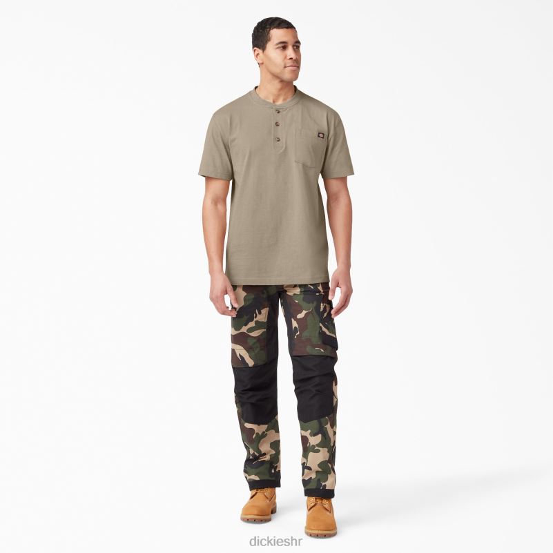 Henley majica kratkih rukava teške kategorije muškarci Dickies pustinjski pijesak (ds) 6BPL6638 odjeća