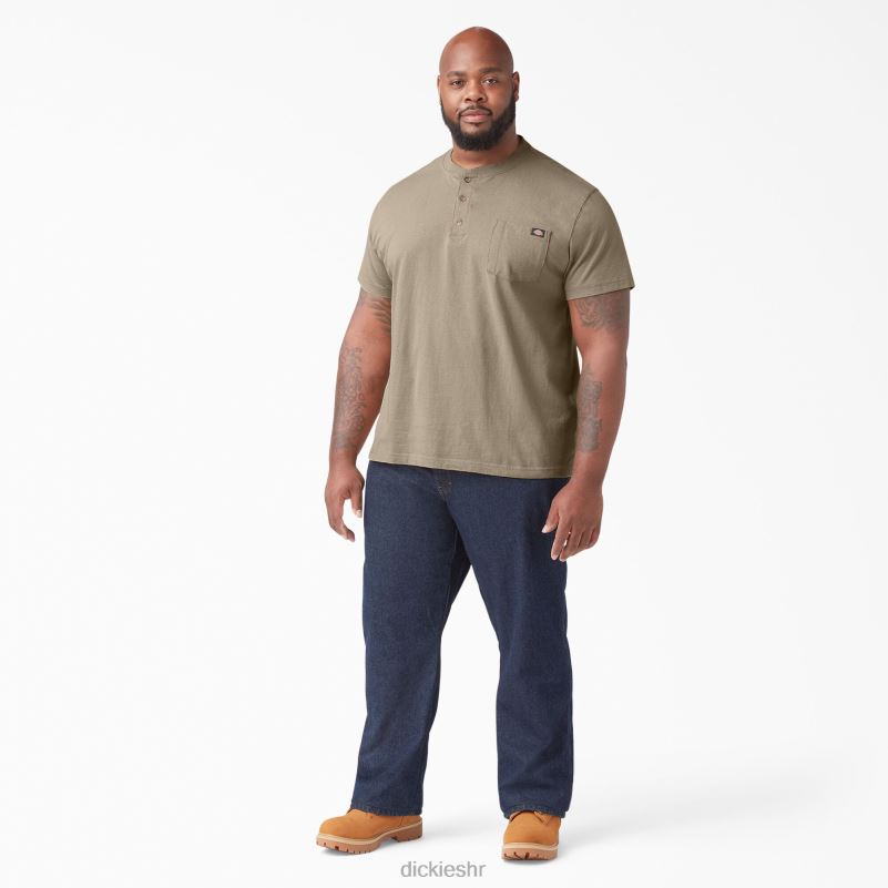 Henley majica kratkih rukava teške kategorije muškarci Dickies pustinjski pijesak (ds) 6BPL6638 odjeća