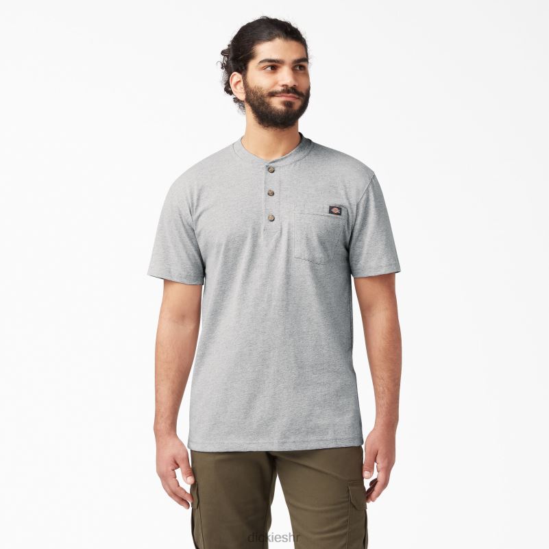 Henley majica kratkih rukava teške kategorije muškarci Dickies vrijesak sivi (hg) 6BPL6639 odjeća