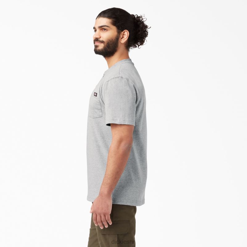 Henley majica kratkih rukava teške kategorije muškarci Dickies vrijesak sivi (hg) 6BPL6639 odjeća