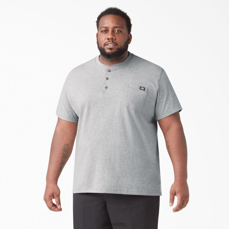 Henley majica kratkih rukava teške kategorije muškarci Dickies vrijesak sivi (hg) 6BPL6639 odjeća