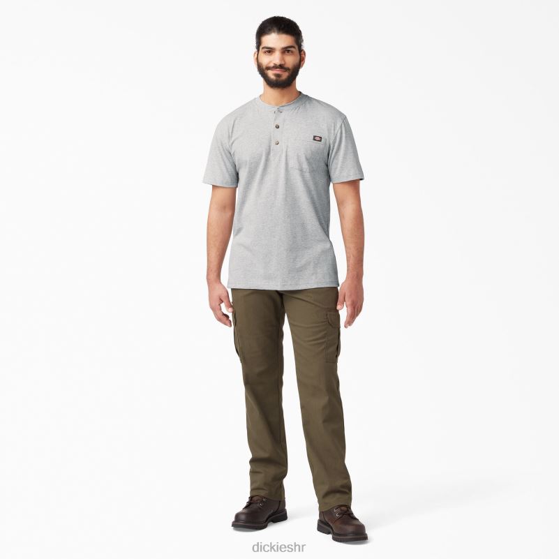 Henley majica kratkih rukava teške kategorije muškarci Dickies vrijesak sivi (hg) 6BPL6639 odjeća