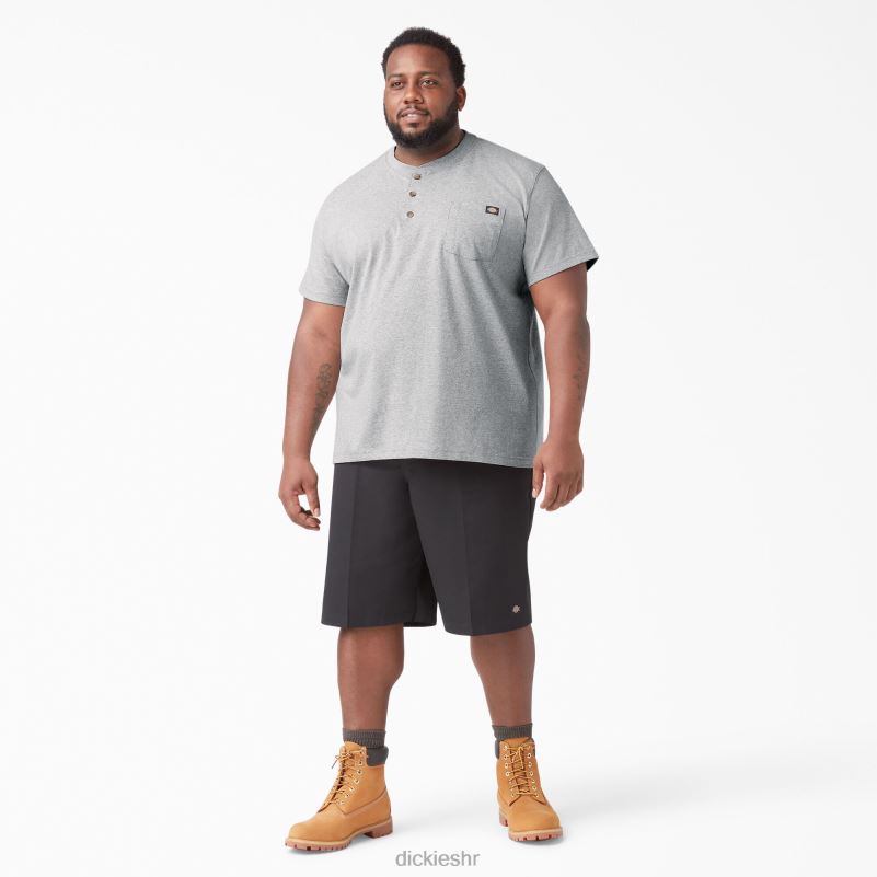 Henley majica kratkih rukava teške kategorije muškarci Dickies vrijesak sivi (hg) 6BPL6639 odjeća
