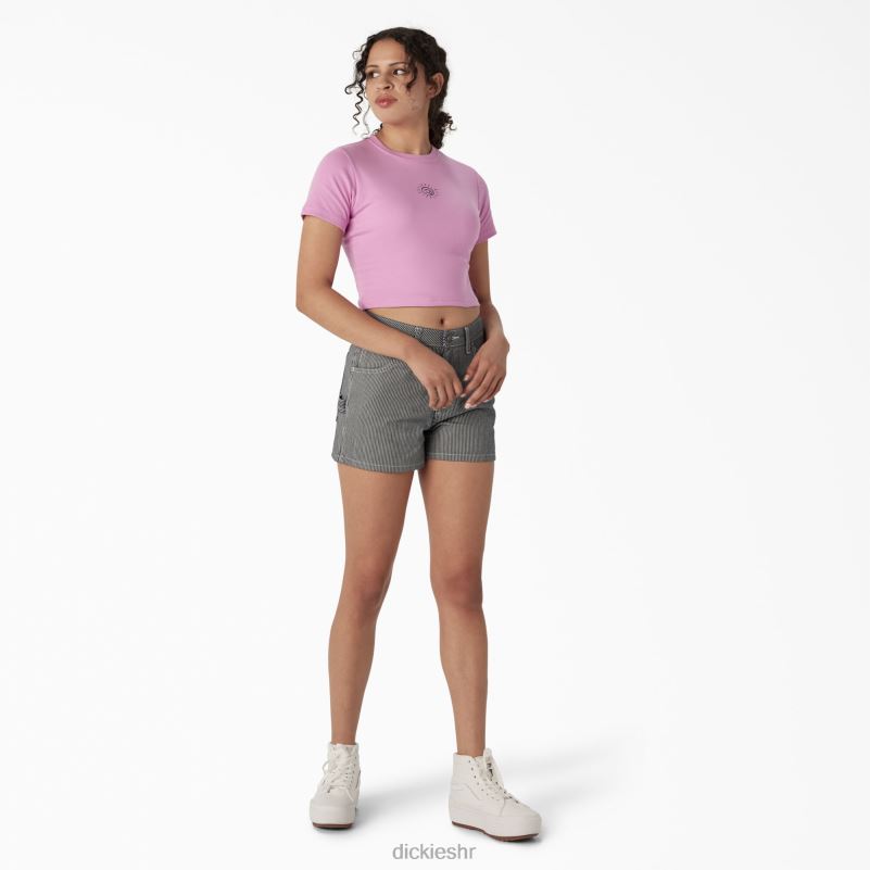 izvezena skraćena majica za bebe žene Dickies divlja ruža (wr2) 6BPL62196 odjeća