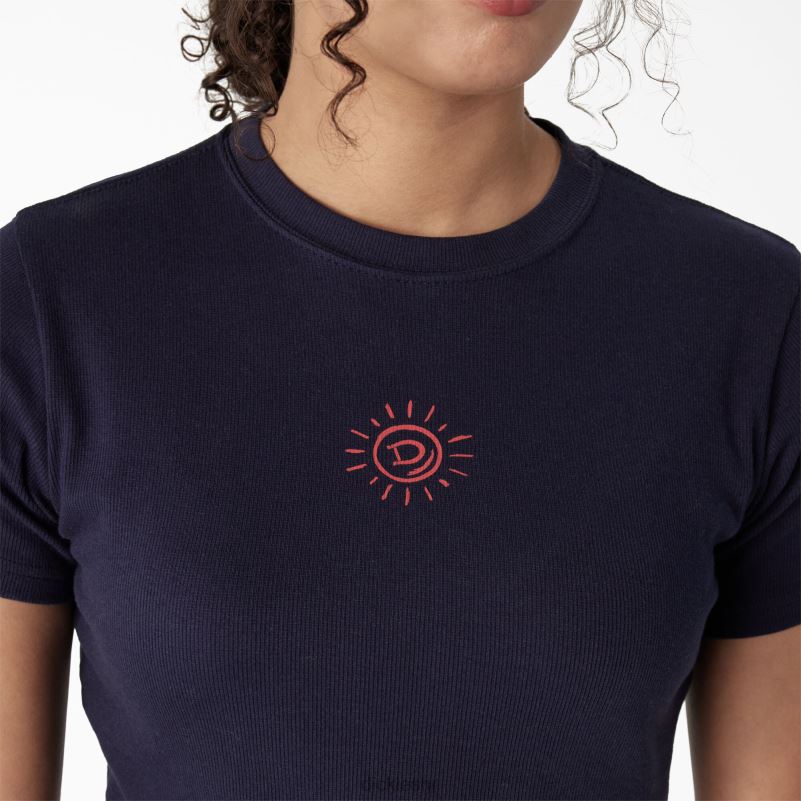 izvezena skraćena majica za bebe žene Dickies mornarska tinta (ik) 6BPL62195 odjeća