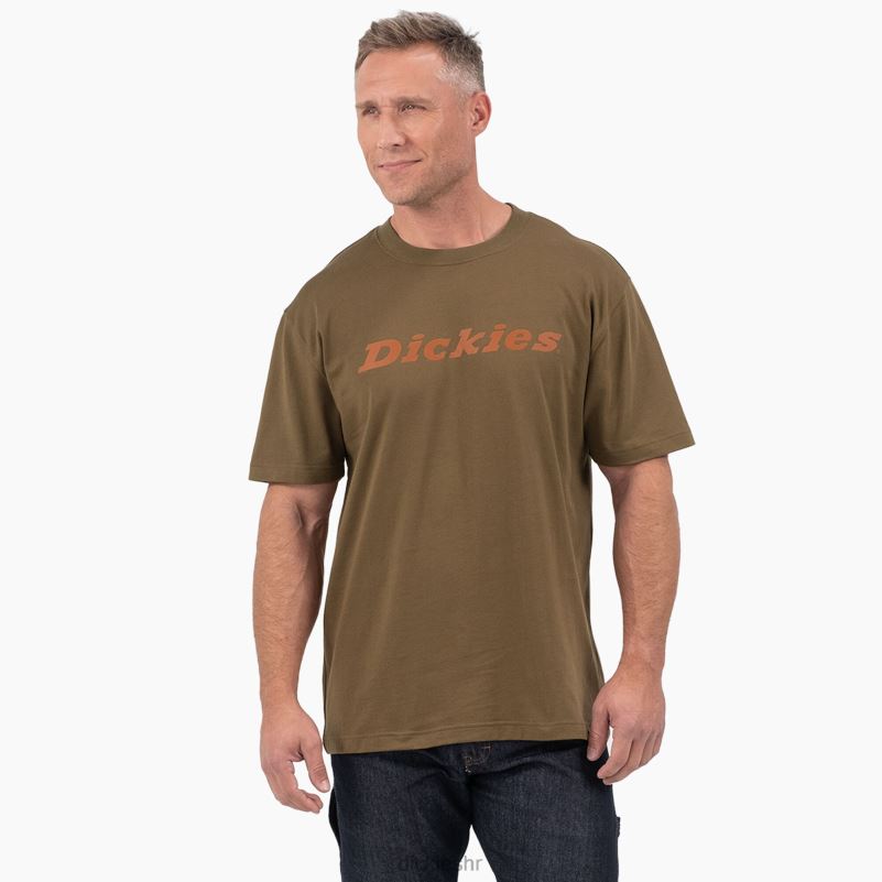 majica kratkih rukava s natpisom muškarci Dickies tamno maslinasta (dv9) 6BPL6812 odjeća