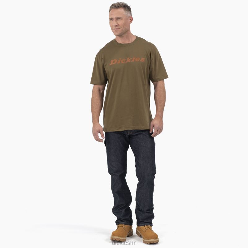 majica kratkih rukava s natpisom muškarci Dickies tamno maslinasta (dv9) 6BPL6812 odjeća