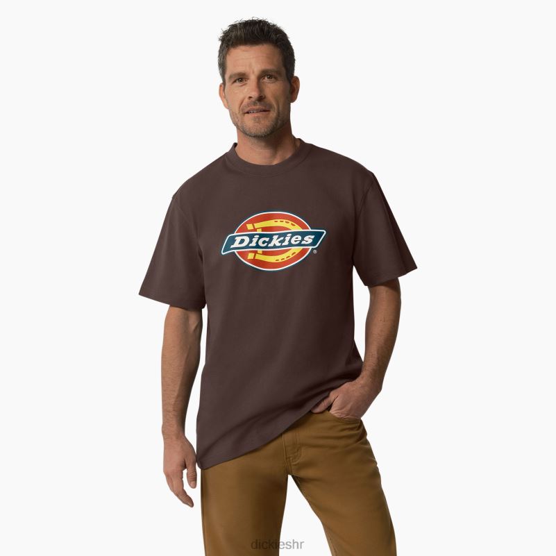 majica kratkih rukava s trobojnim logotipom muškarci Dickies čokoladno smeđa (cb) 6BPL6708 odjeća