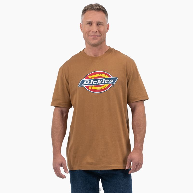 majica kratkih rukava s trobojnim logotipom muškarci Dickies smeđa patka (bd) 6BPL6707 odjeća