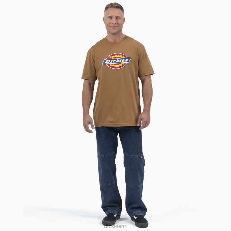 majica kratkih rukava s trobojnim logotipom muškarci Dickies smeđa patka (bd) 6BPL6707 odjeća