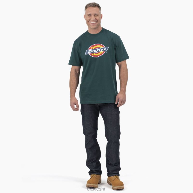 majica kratkih rukava s trobojnim logotipom muškarci Dickies šumsko zelena (ft) 6BPL6710 odjeća