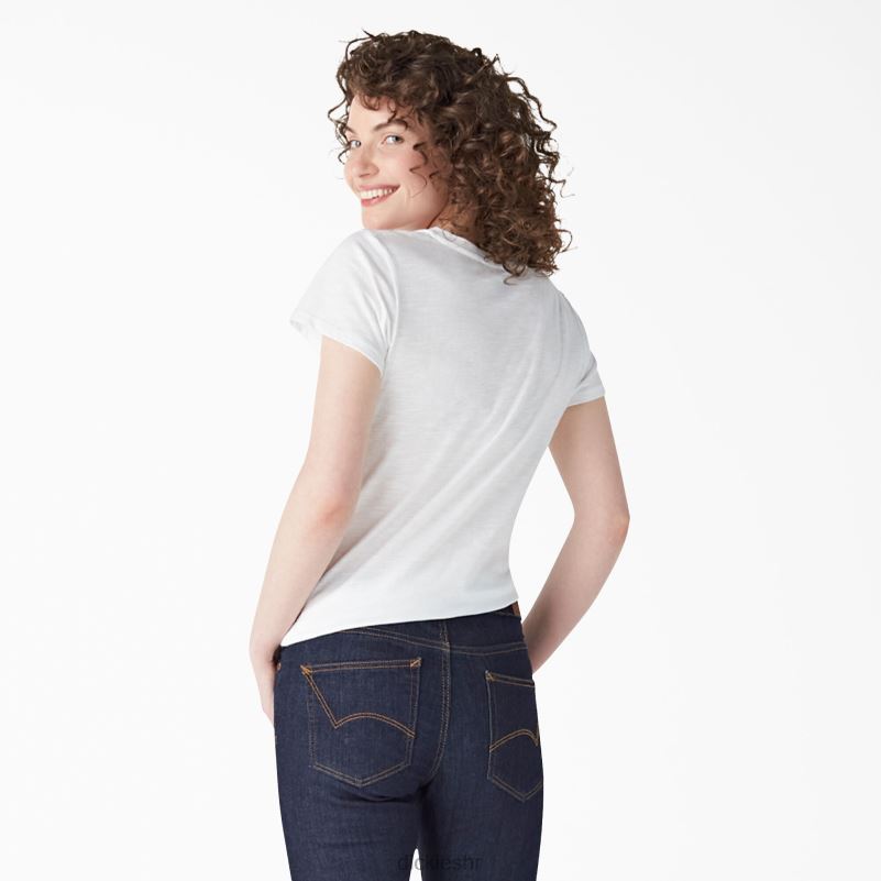 majica kratkih rukava s v-izrezom žene Dickies bijelo (wh) 6BPL62068 odjeća