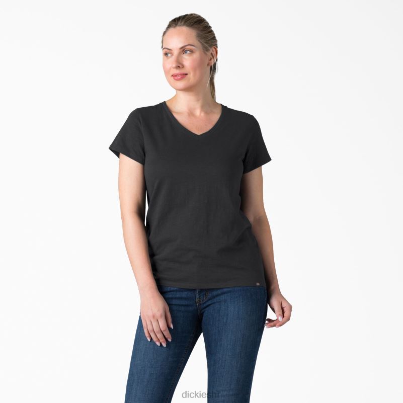majica kratkih rukava s v-izrezom žene Dickies crna (kbk) 6BPL62065 odjeća
