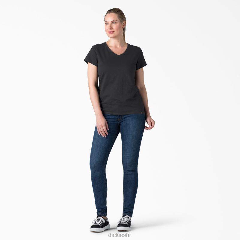 majica kratkih rukava s v-izrezom žene Dickies crna (kbk) 6BPL62065 odjeća