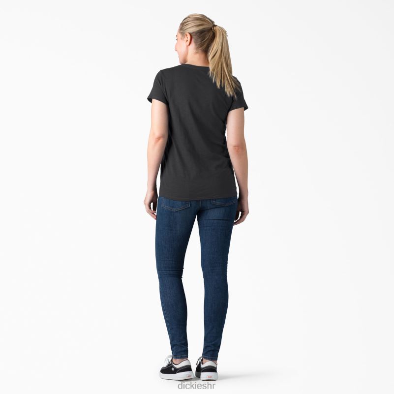 majica kratkih rukava s v-izrezom žene Dickies crna (kbk) 6BPL62065 odjeća