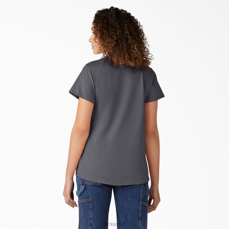 majica kratkih rukava s v-izrezom žene Dickies grafitno siva (ga) 6BPL62064 odjeća