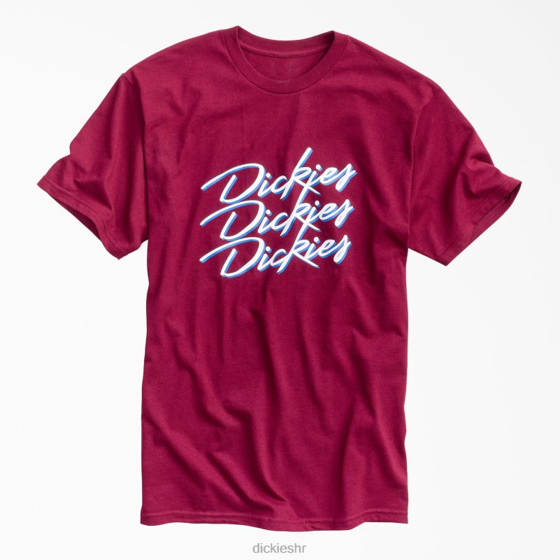 majica s retro skriptom muškarci Dickies bordo (od) 6BPL6854 odjeća