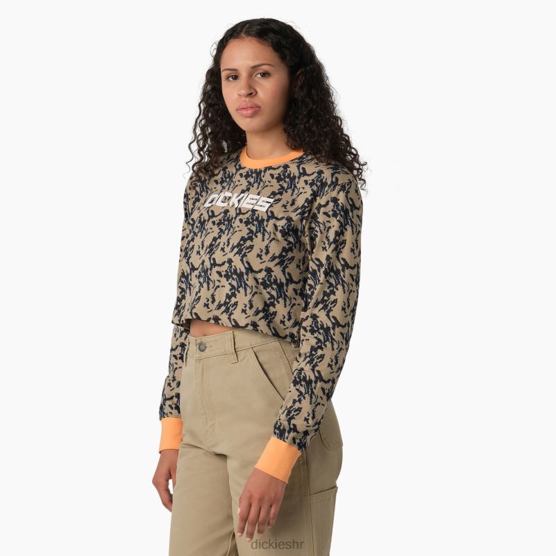 maskirna skraćena majica dugih rukava žene Dickies pustinjski pijesak glitch camo (dhd) 6BPL62186 odjeća